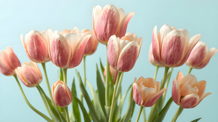 hyper-realistic digital art illustration of beautiful tulips in full bloom