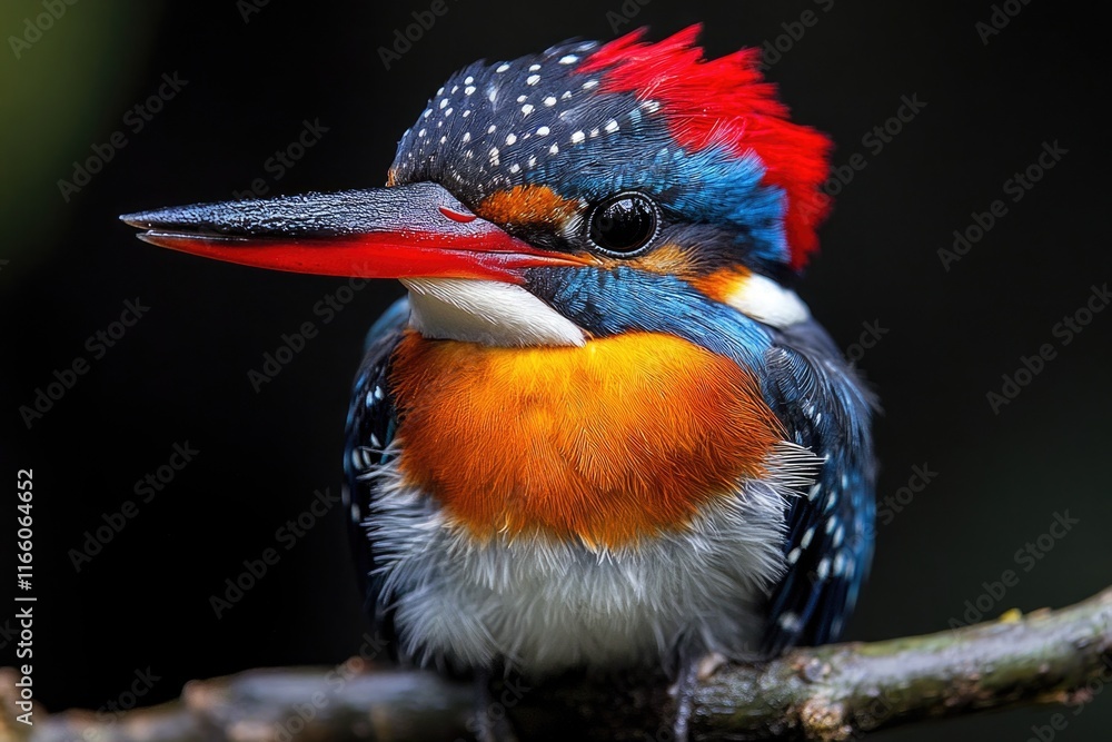 Poster A colorful bird sits on the top of a tree branch