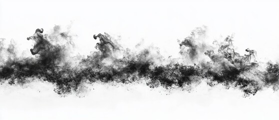 Obraz premium Abstract black smoke wave isolated on white.
