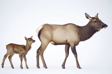 Fototapeta premium Elk duo stands out against snowy backdrop, highlighting their majestic appearance