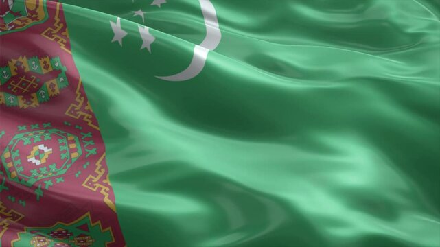 turkmenistan country flag waving for 10 seconds in high quality