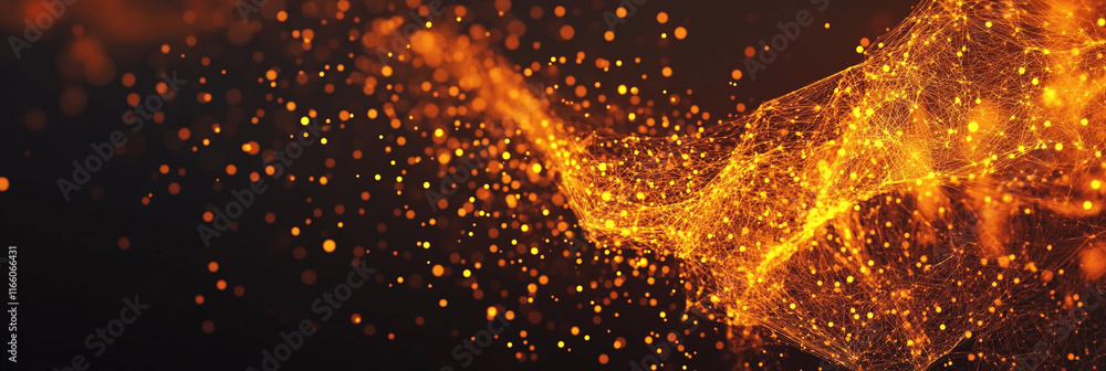 Poster dynamic orange sparks illuminate the dark background