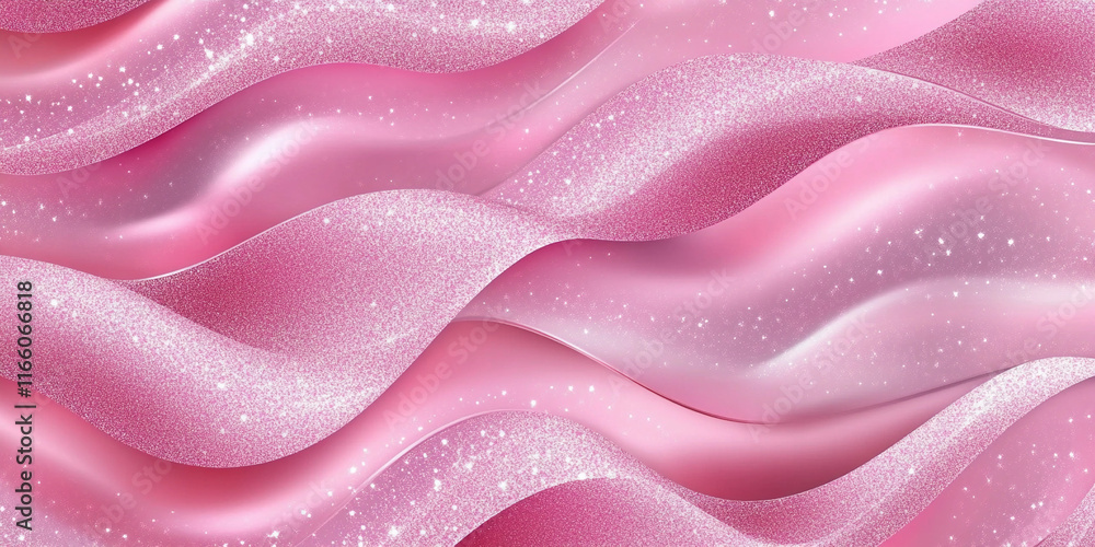 Poster sparkling pink waves create a dreamy abstract texture