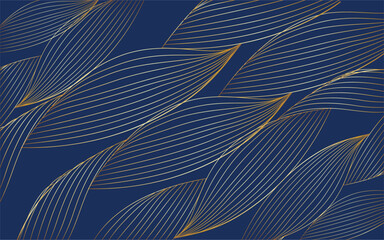 Golden lines pattern background. Luxury gold Line arts wallpaper. Design for cover, invitation background, packaging design, fabric and print. Vector illustration.