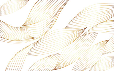 Golden lines pattern background. Luxury gold Line arts wallpaper. Design for cover, invitation background, packaging design, fabric and print. Vector illustration.