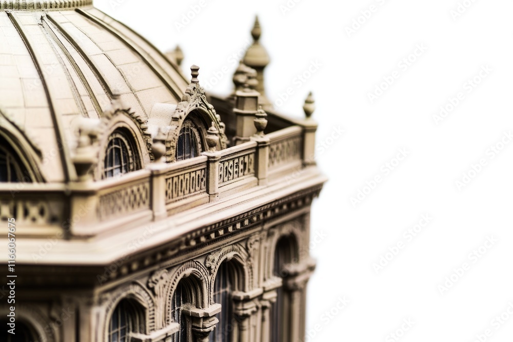 Poster close-up view of a scale model of a building, suitable for architectural or urban planning projects