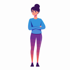 Professional woman avatar standing character in blue attire