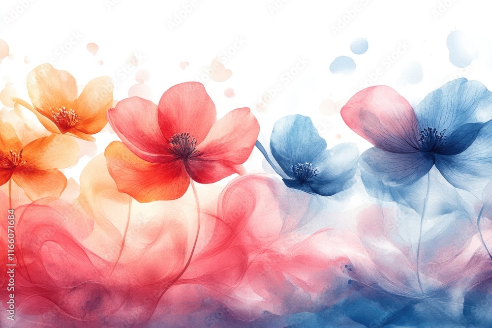 Poster a group of flowers sitting on a white surface, ideal for use in editorial or commercial contexts whe