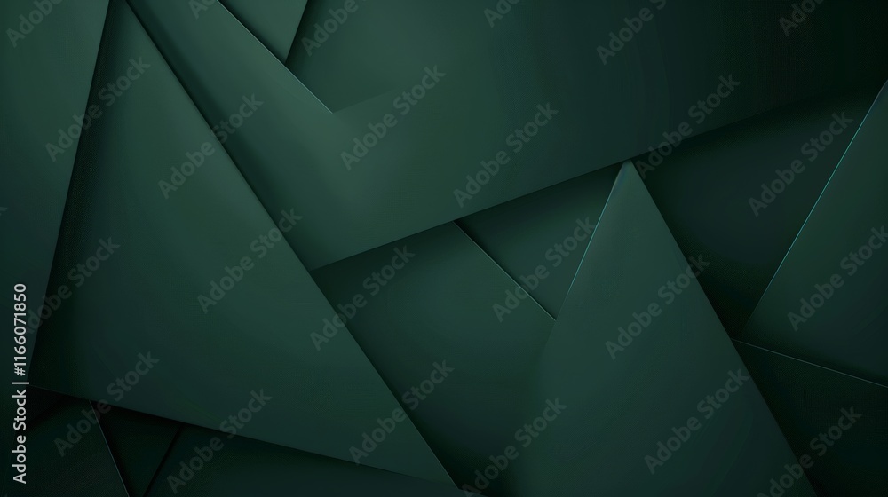 Poster dark green abstract background wallpaper featuring overlapping triangles creating a dynamic and mode