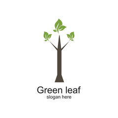 Obraz premium Green leaf logo design simple concept Premium Vector