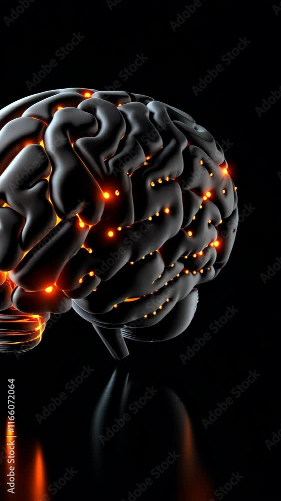 Poster creative representation of a glowing brain against a dark background showcasing neural connections i