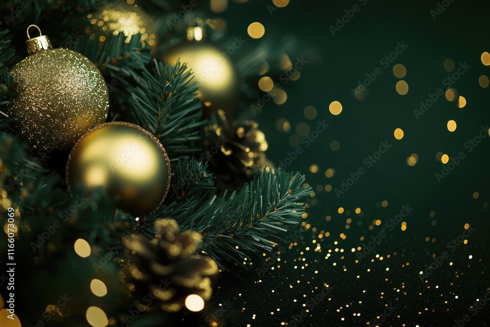 Poster a close-up view of a decorated christmas tree with colorful ornaments
