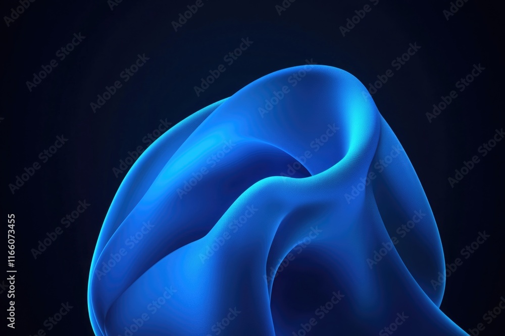 Poster a close-up view of a blue object on a black background