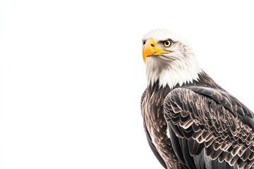 Obraz premium A bald eagle perches on the top of a tree branch, looking out at its surroundings