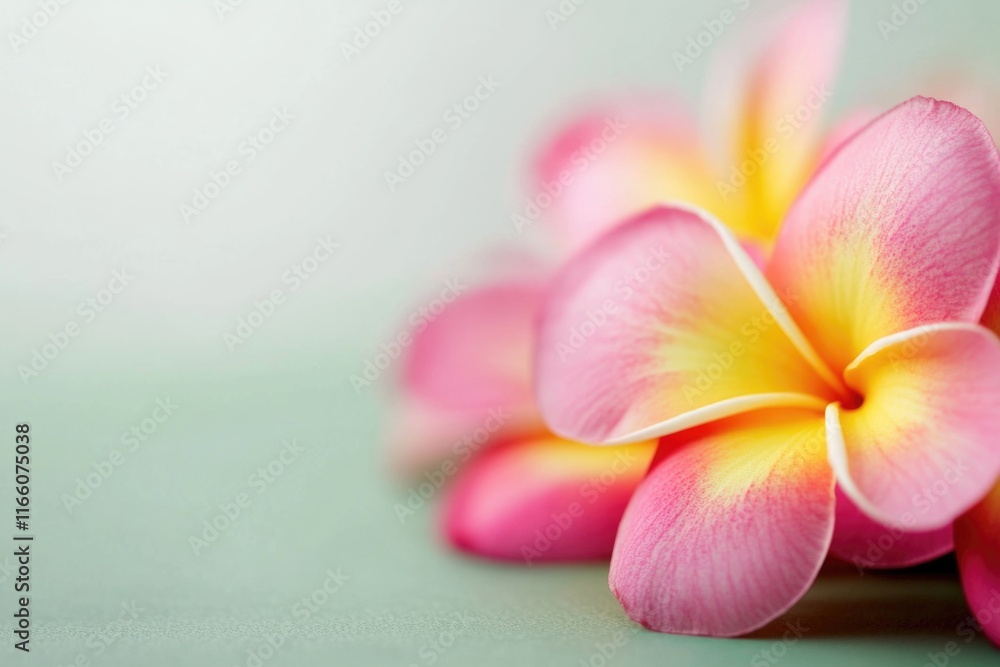 Poster a close-up shot of a pink flower sitting on a table, perfect for adding a touch of elegance to your 