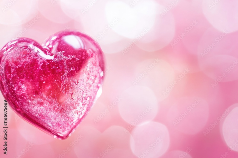 Poster a pink heart-shaped decoration hangs from a string