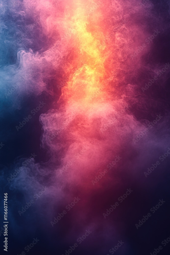 Poster a red and blue cloud visible in the sky with no other objects