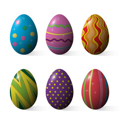 set of easter eggs over white background. colorful design. vector illustration