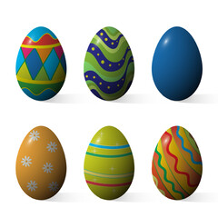 set of easter eggs over white background vector illustration. colorful design
