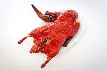 Roast duck in white background,Food for celebrating Chinese New Year