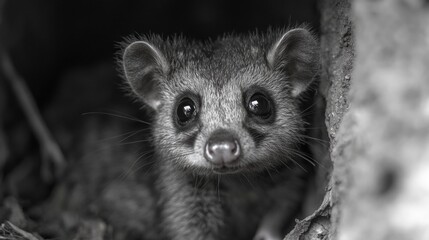 Obraz premium Close-up view of a small animal taking shelter in a hole