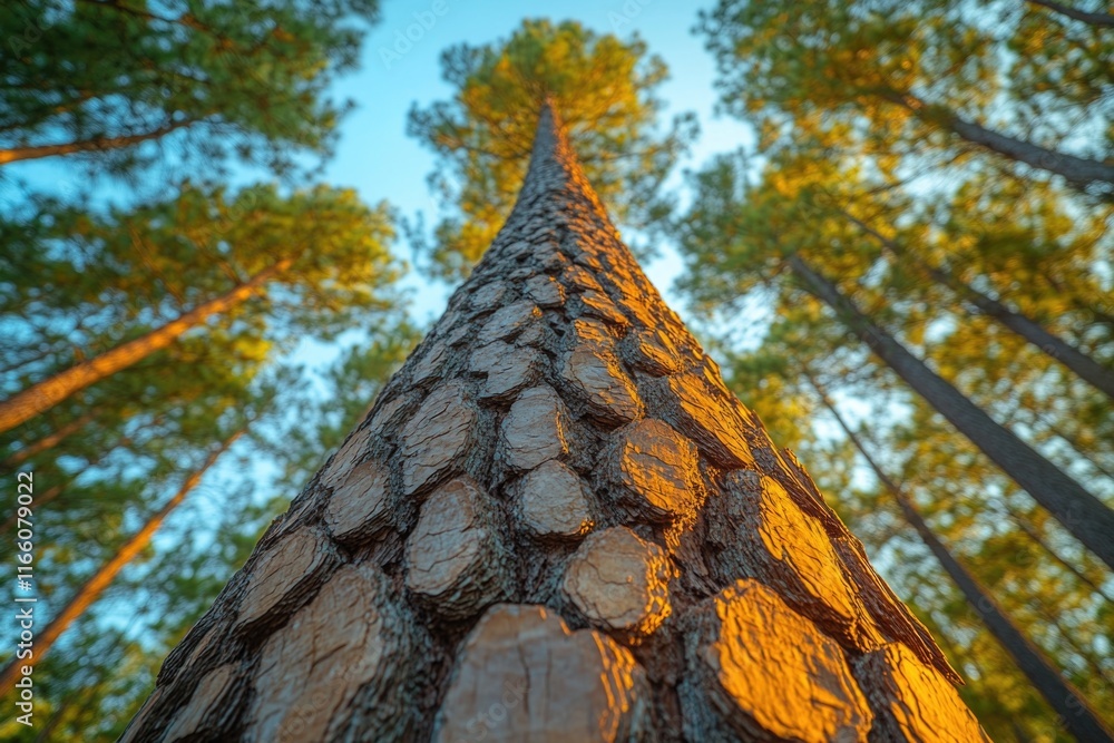 Aufkleber a single pine tree stands tall in a dense forest environment