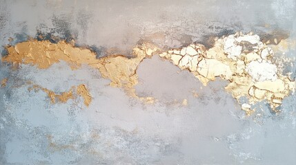 Abstract artwork featuring gold and textured layers on a muted background.