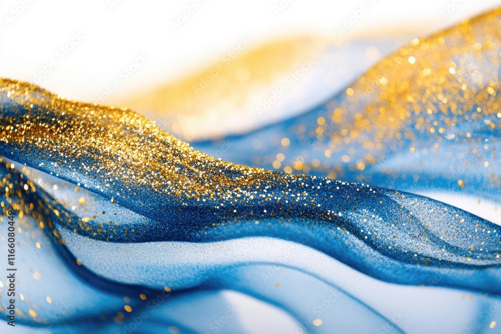 Aufkleber close-up shot of blue and gold cloth with intricate patterns and textures