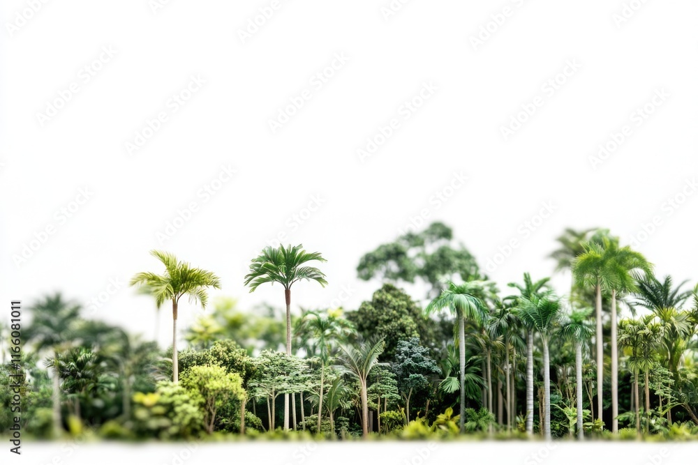 Poster a cluster of palm trees standing amidst a dense forest, providing shade and serenity