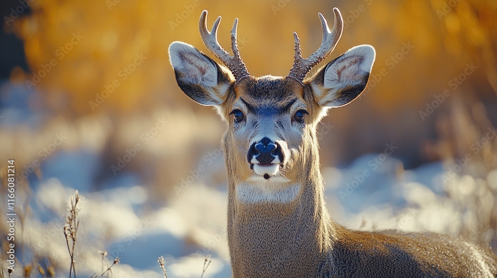 Poster close-up of a deer in snowy environment