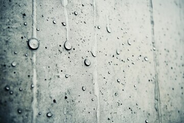 Close-up view of water droplets on a concrete wall, suitable for use in designs related to architecture or scientific concepts