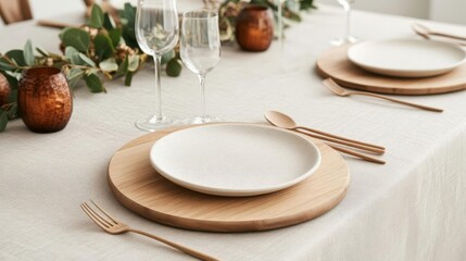 Neutral Thanksgiving table featuring soft beige hues and dried pampas grass, theme cozy elegance