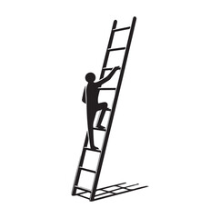 climbing the ladder silhouette vector illustration