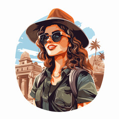 Female Tourist Avatar Vector Illustration for Travel Blogs and Websites