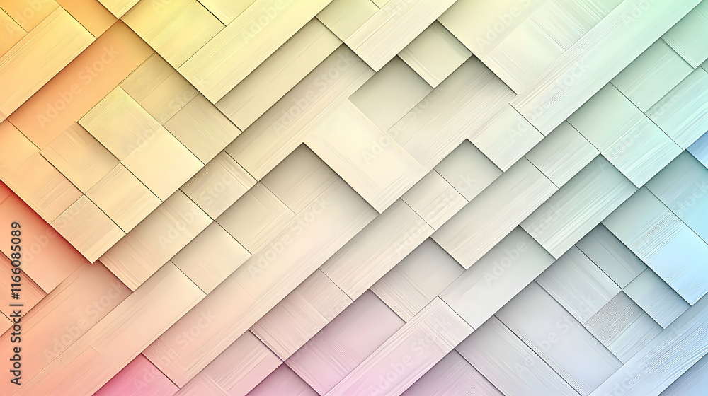 Poster abstract pastel geometric background with overlapping rectangular shapes creating a diagonal pattern
