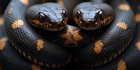 Obraz premium A close-up shot of a snake's head on a black background