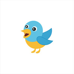 Cartoon Chirping Bird Vector Art on White Background