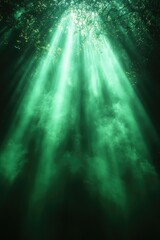 A ray of sunshine piercing through the water's surface