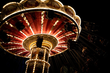 Carousel spinning at night 