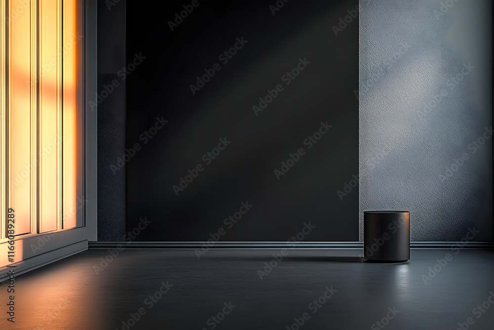 Poster a black gradient texture provides a sleek and minimalist backdrop for showcasing products in an empt