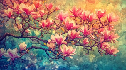 Vibrant Blooming Magnolia Tree Full of Life