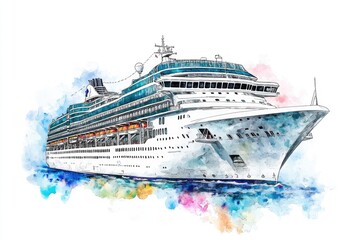 Fototapeta premium A large cruise ship sailing through calm waters
