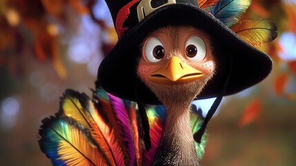 Close-up shot of a bird wearing a hat, great for whimsical or humorous designs