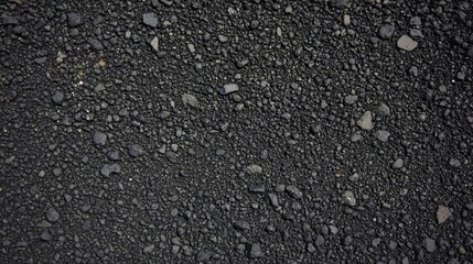 Fototapeta premium Asphalt texture, close-up view, rough surface, black and gray granules, road paving material, grainy appearance, dark background, construction material, urban infrastructure, detailed macro shot, grit