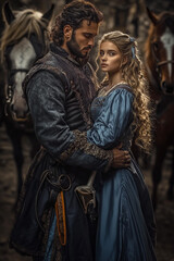 The couple in love, medieval times, book design