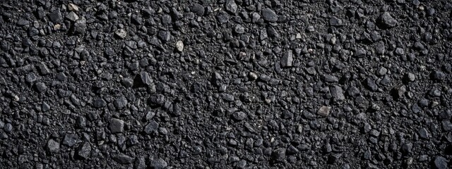 Asphalt texture, close-up view, rough surface, black and gray granules, road paving material, grainy appearance, dark background, construction material, urban infrastructure, detailed macro shot, grit