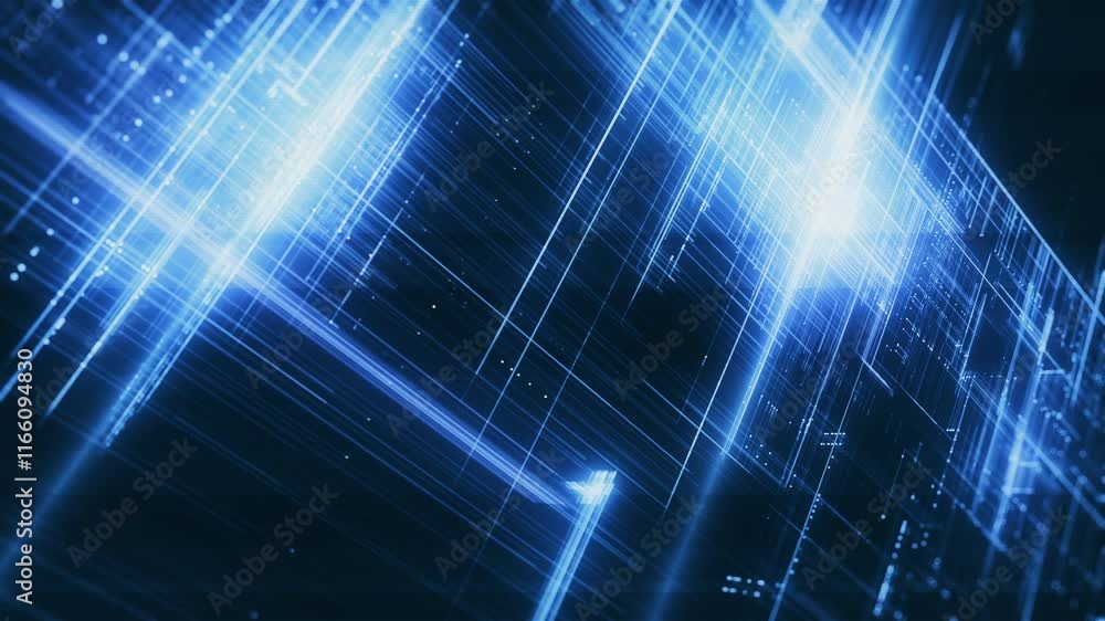 Poster advanced 3d technology digital neon grid/ animation of an abstract technology background with 3d neo