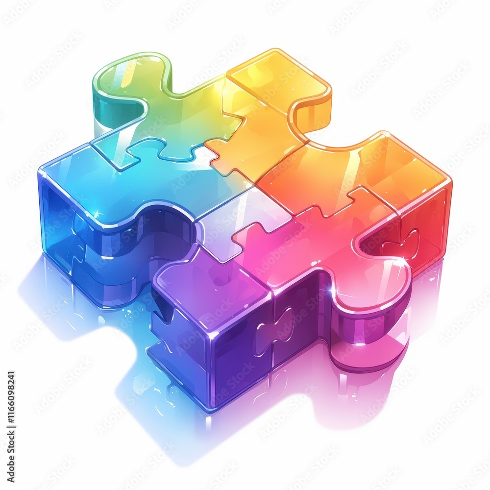 Poster a colorful, glossy puzzle piece representing creativity and problem-solving.