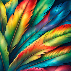 Texture with colorful macaw feathers
