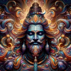 Fototapeta premium graphic representation of the indian god shiva 87